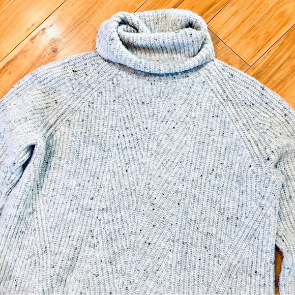 Madewell cable knit sweater ribbed knit wool grey gray winter turtleneck… - Picture 3 of 10